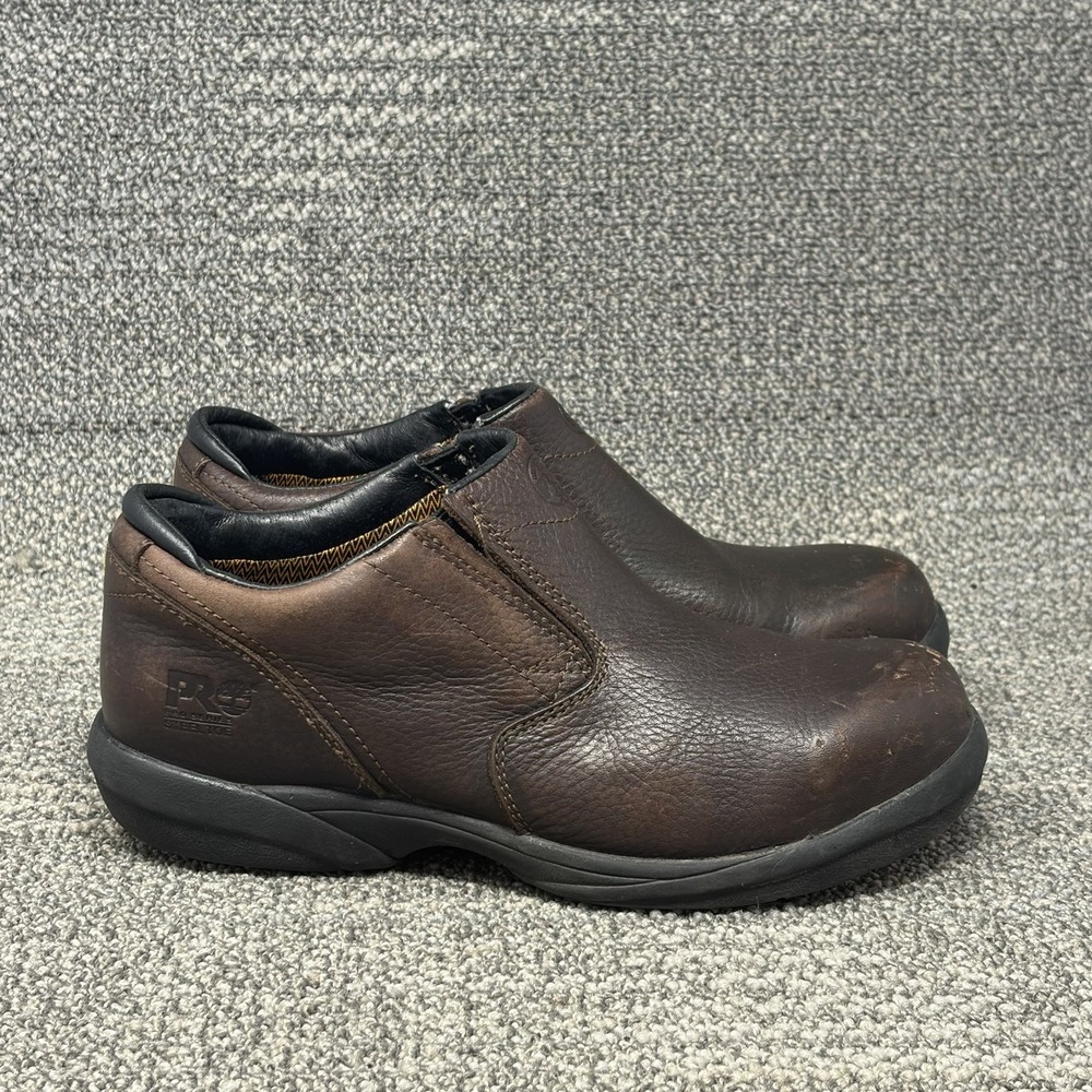Timberland PRO Work Shoes Womens 7 Brown 67362 Safety Toe Slip On SD Leather